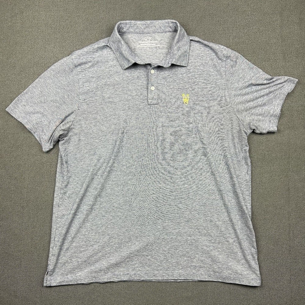 Vineyard Vines Edgartown Polo Men Size Large Blue Stretch Logo‎ Beer Bottles